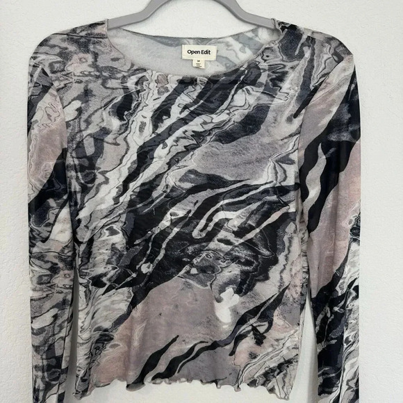 Open Edit Long Sleeve Top Gray Size Medium - Picture 5 of 5